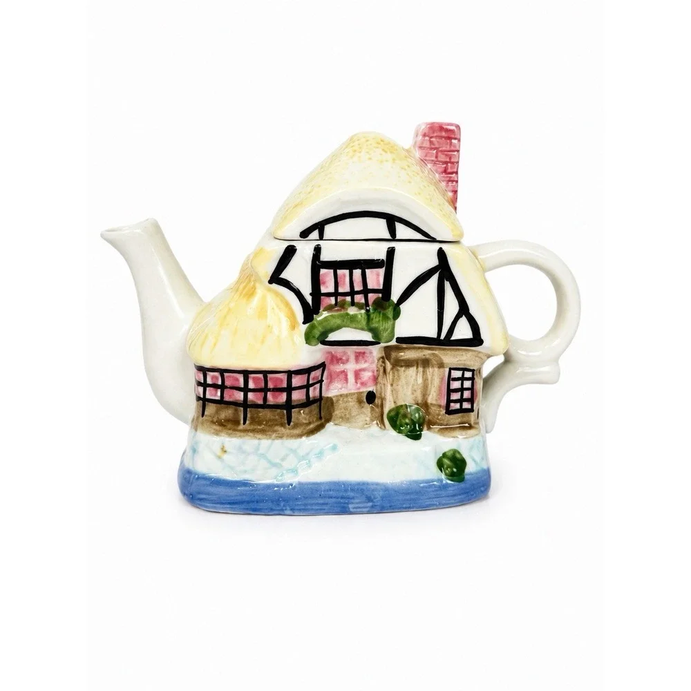 Houston Harvest Cottage House Teapot Ceramic Vintage Cottagecore English Country